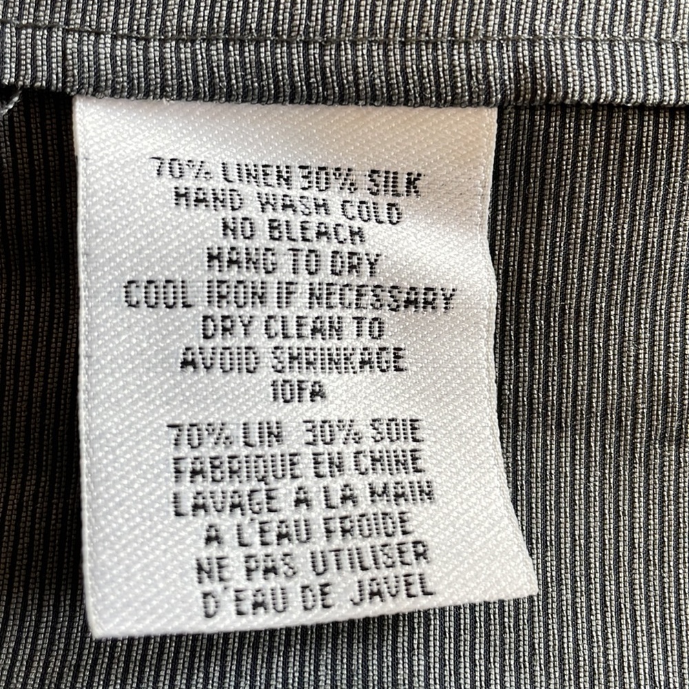 Eileen Fisher Kimono Style Linen Silk Blend Silver Gray Sheer Open Front Jacket - Picture 10 of 11